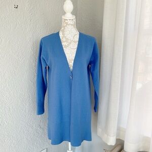 💙 Masai Copenhagen 100% Merino Wool Longline Cardigan – Blue, Size Small 💙